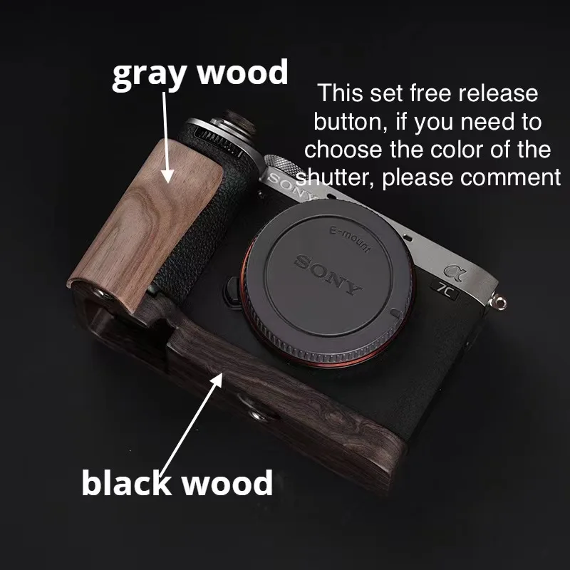 For Sony A7C2 A7CR Camera Solid Wood Ebony Red Sandalwood Handle Protective Base Quick Release Plate release button