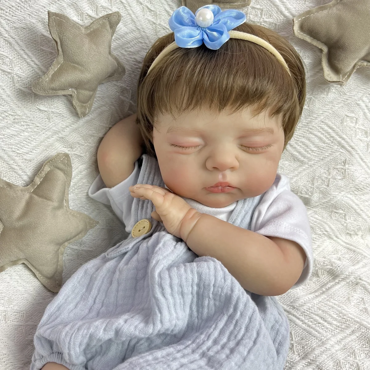 ตุ๊กตา BZDOLL ขนาด 48 ซม. ตุ๊กตาเด็กทารกหลับตาเหมือนจริง สำหรับเด็กผู้หญิง ทำจากไวนิล แขนขาเหมือนจริง ตัวทำจากผ้า ขนาด 19 นิ้ว ตุ๊กตาเหมือนจริง ทำด้วยมือ ของขวัญวันเกิด