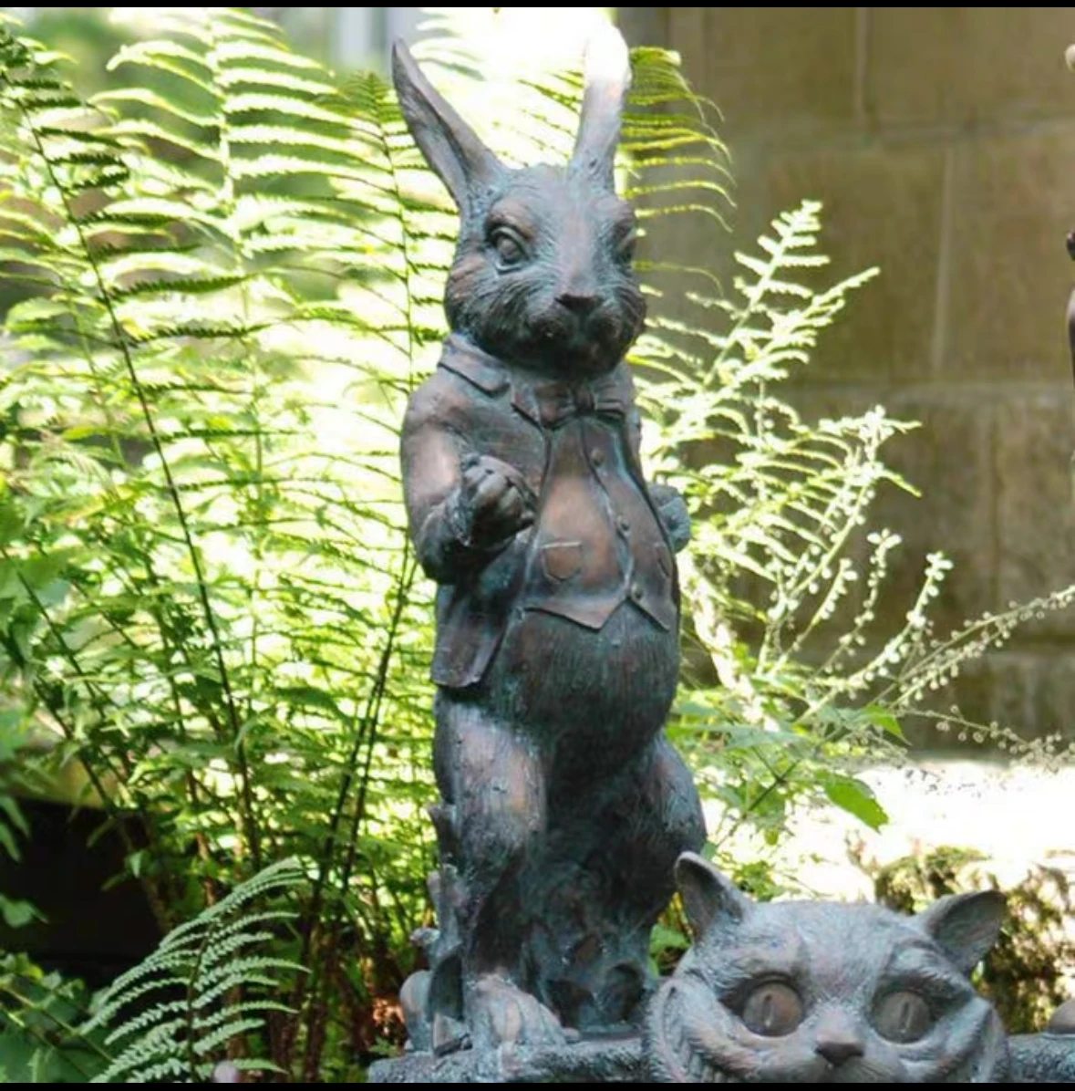 Figurine Alice au pays des merveilles en résine dégradée, lapin blanc, chapelier fou, statue de chat du Cheshire, décorations de jardin