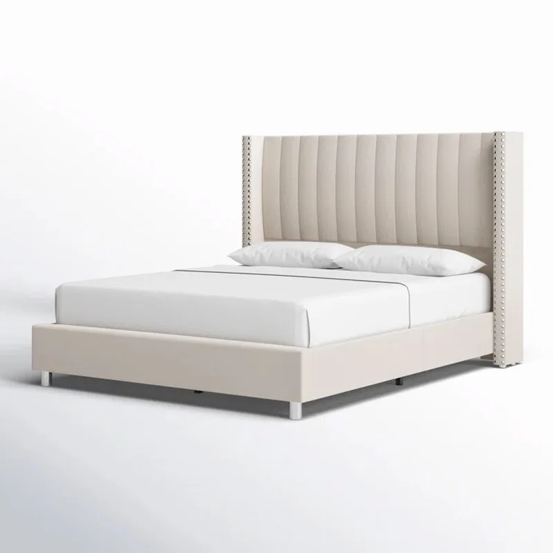 

# Modern Simple Style Velvet Up-holstered Bed Wood Bed Frame king Size Bed Frame Queen Size Bedroom Furniture
