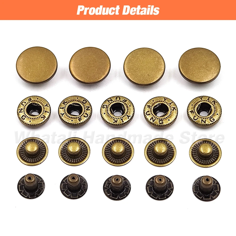 25 Sets 655/633/831 Metal Snap Fasteners Sewing Snaps Button Press Studs Button For Clothes Garment Bags Shoes Leathercraft DIY