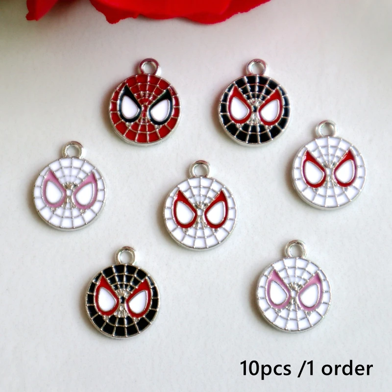 10PCS Spider Man Avatar Alloy Pendant Cartoon Anime Metal Charms DIY Necklace Bracelet Earrings Keychain Decoration Accessories