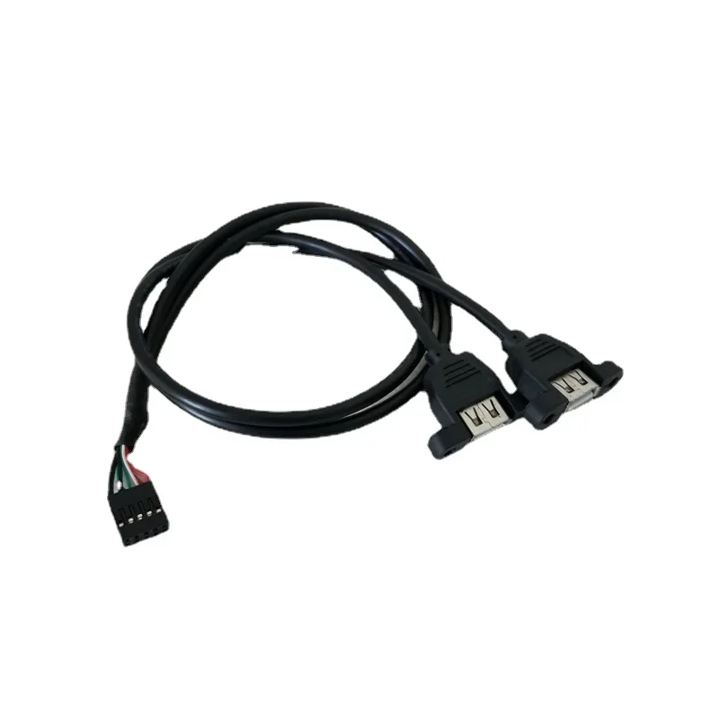 

Dual USB Type A Female Panel Mounting Adaprter to Dupont 9Pin Extension Cable can be Fixed with Screws for PC Chassis 50cm