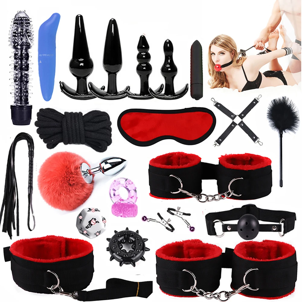 Sex Toys para Casais, Vibradores Casais, Algemas Femininas, Bondage Gear, Plugue Anal, Anéis Penis, Brinquedos de mordaça, Vibrador, 18