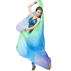 Belly Dancing For Women Simulation Silk Belly Dance Veils Dancing Hand Scarves Gradual Color Hip Scarf