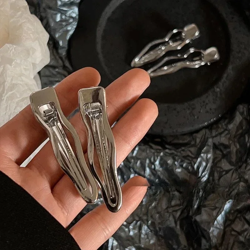 Metal Wave Barrettes Special-Interest Design Cold Wind Ins Bang Clip Duckbill Clip Side Clip Hairpin Headdress Female