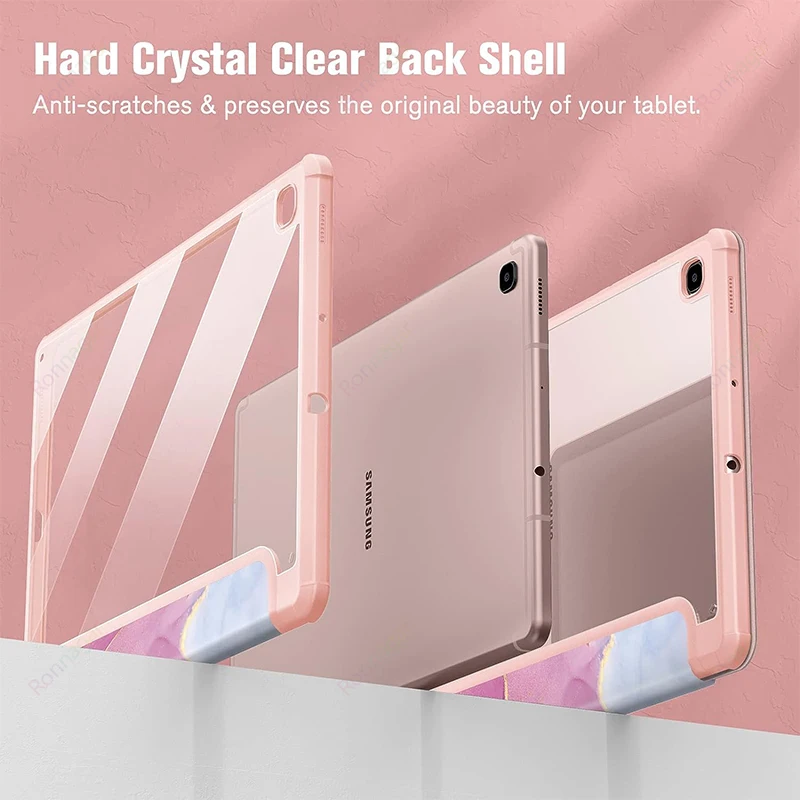 Hybrid Slim Case for Samsung Galaxy Tab S6 Lite 10.4 Inch 2022/2020 (SM-P610/P613/P615/P619) with Clear Transparent Back Shell