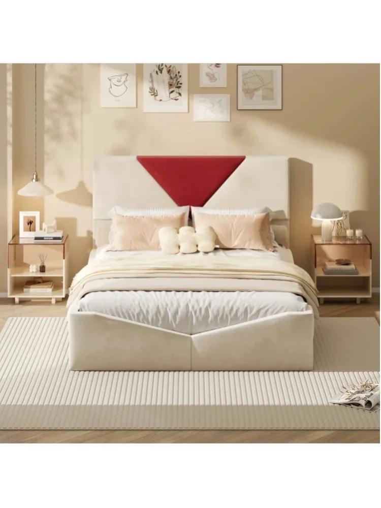 Polsterbett 140 x 200 cm/140 x 190 cm/160 x 200 cm mit Stauraum, Doppelbett mit Holzlattenrost und 4 Schubladen, Kinderbett, Gästebett, Tagesbettgestell, Samt, Beige, ohne Matratze