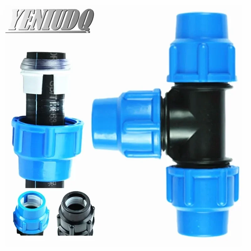 PE pipe fittings three-way quick joint tap pipe fittings plastic Tube Connector 16/20/25/32/40/50/63mm Tap Water Irrigation