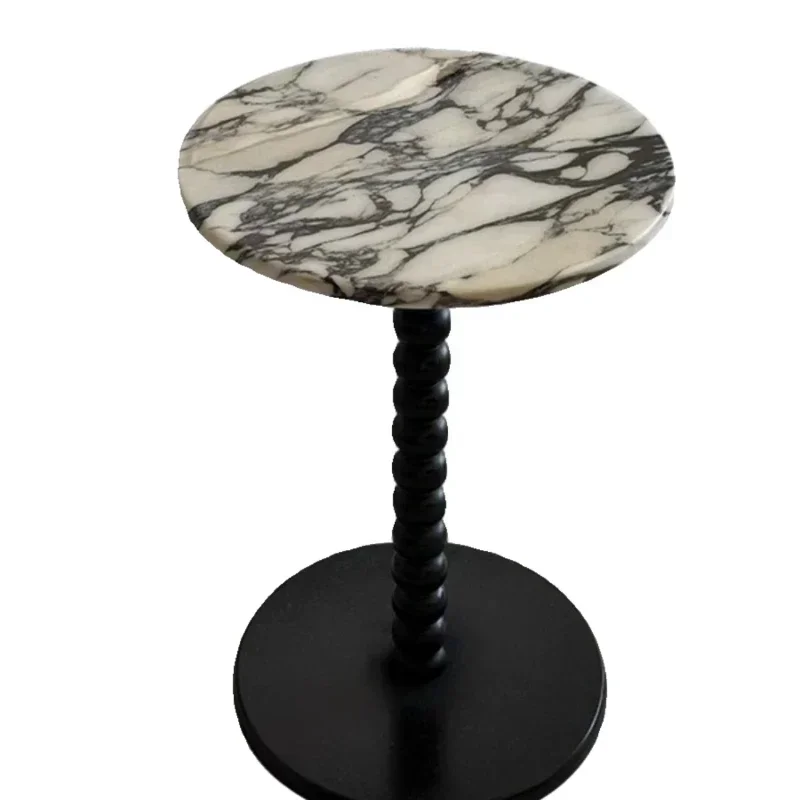 Marble edge few solid wood luxury stone small coffee table bedside sofa furniture small apartment round coffee table