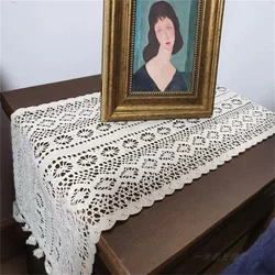 White Handmade Cotton Crocheted Tablecloth Lace Doilies Flower Table Runner For Home Coffee Shop Table Decoration 1PCS/Lot