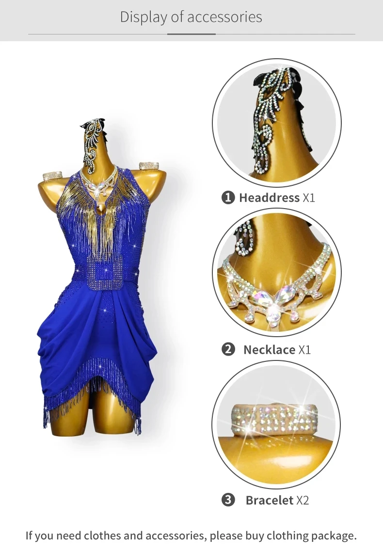 Latein-Tanzkleid, Damen-Tanzkleidung, Rock, sexy amerikanische Kleidung, Sport, Bühne, Samba, Übungskostüm, Mädchen, Abend, Kabarett-Anzug – Detail 4