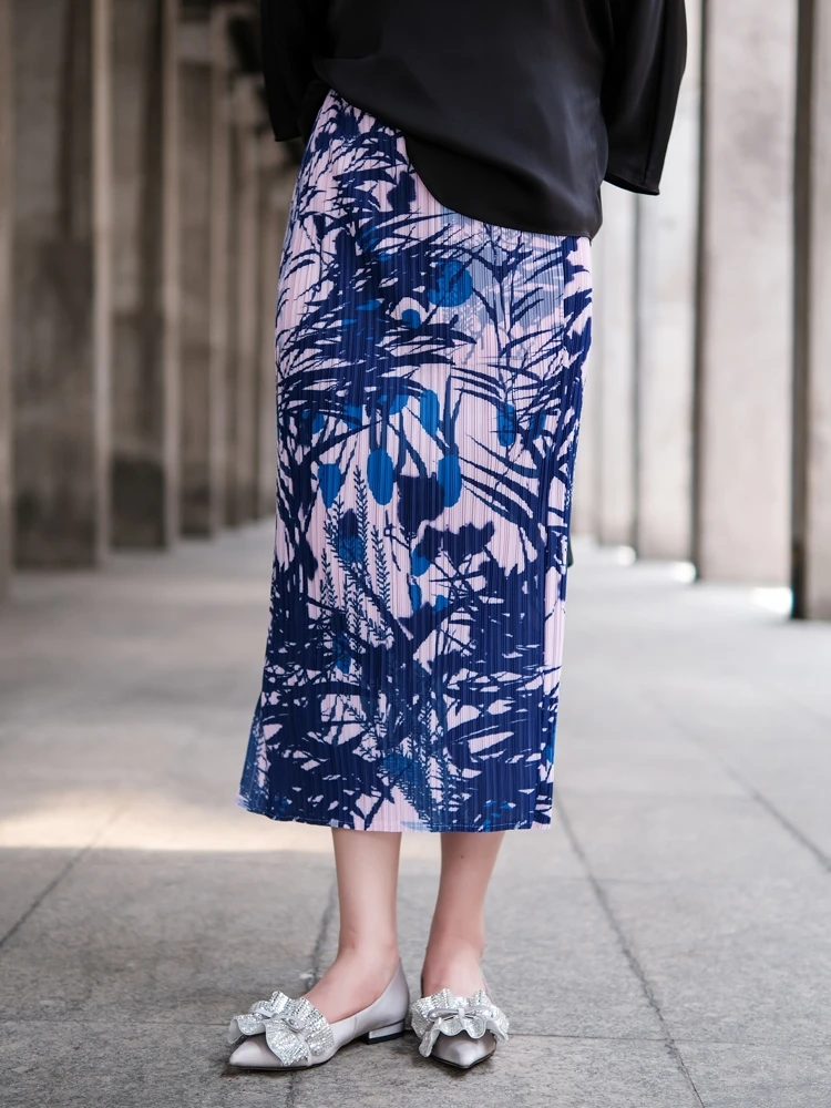 

Повседневная эластичная плиссированная юбка для женщин, летняя новинка, из ткани с объемной трехмерной драпировкой, средней длины