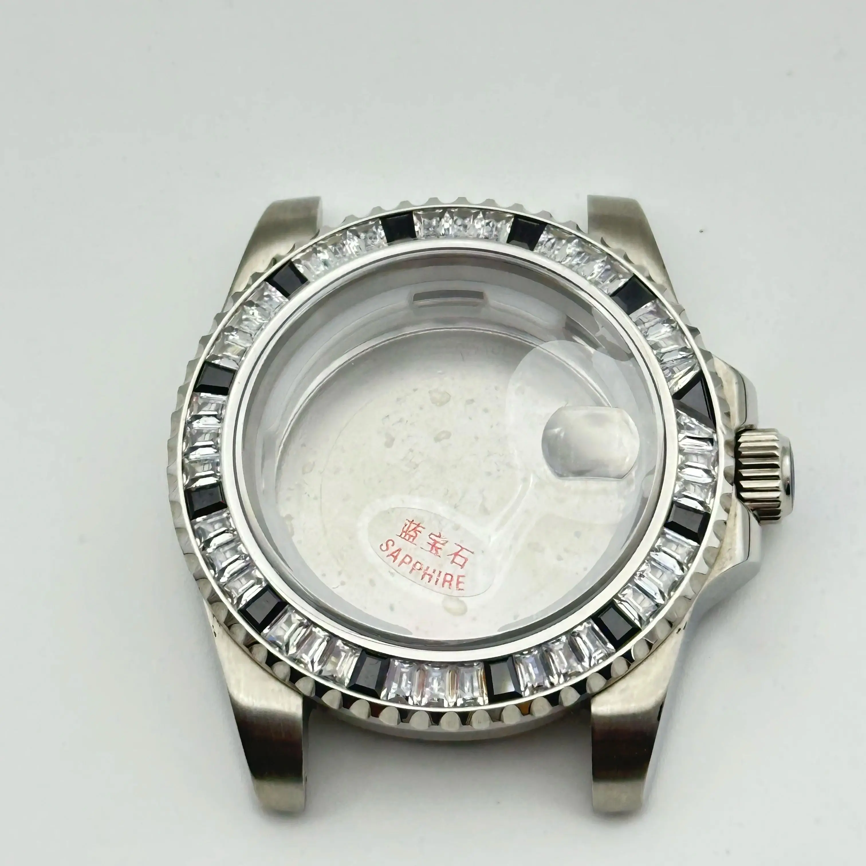 (Discount Entering the Store) 40mm Colored Gemstone Diamond Edged Sapphire Glass Mechanical Watch Case Compatible with 2813/821