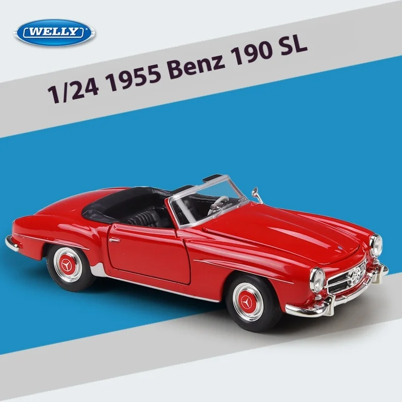 Welly 1:24 1955 mercedes-benz 190 Sl, Simulation en alliage Miniature, modèles de voitures moulés sous pression, jouets personnalisés pour enfants, cadeaux, nouveau, en Stock