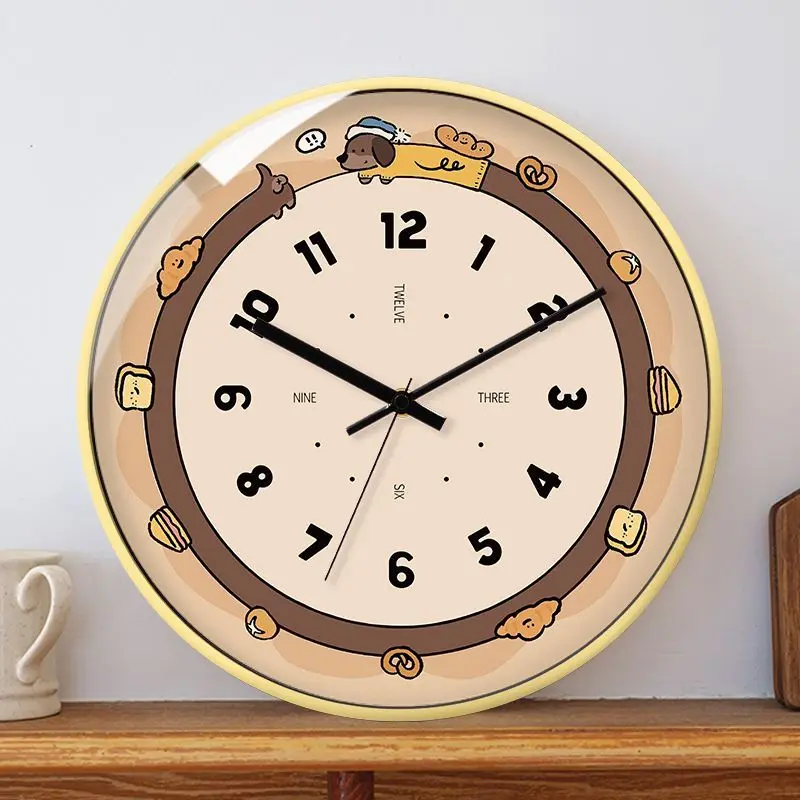 

Cute Cartoon Dachshund Themed Modern Wall Clock Creative and Silent for Living Room Dining Room and Home Use