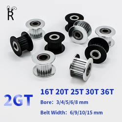 2GT 16/20/25/30/36Teeth Idler Timing Pulley Bore3/4/5/6mm Belt Width 6/10/15mm Tensioning Synchronous Wheel 3D Printer GT2 Idler