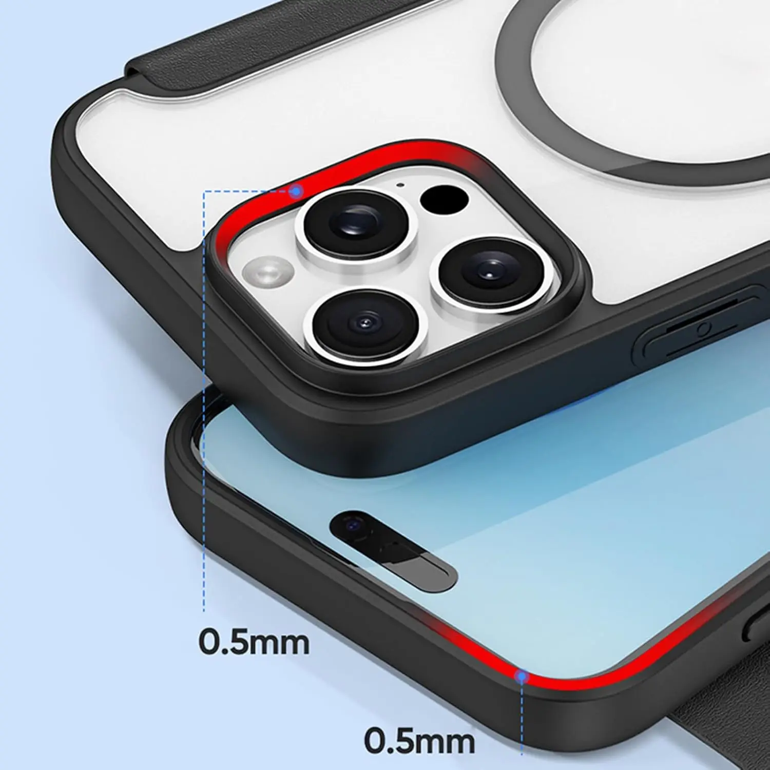 Casing Dompet untuk iPhone 16/16 Plus/16 Pro/16 Pro Max Casing Magnetik Bening Kulit dengan Penutup Perlindungan Penuh Flip Cincin Jari