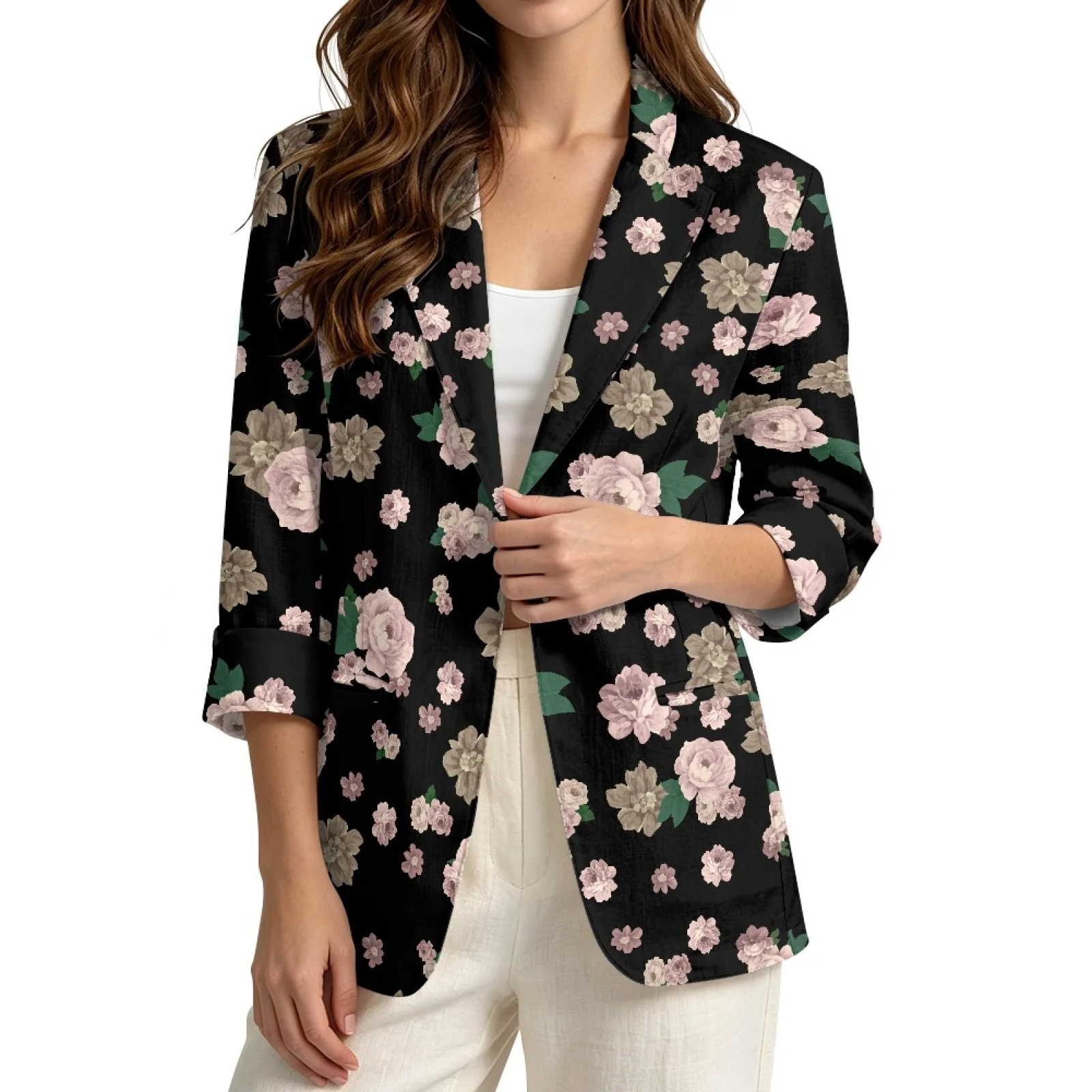 PENSTROLL Vintage Floral Print Linen Like Dressy Tops Lightweight Beach Cover Up for Women Sizes S-3XL