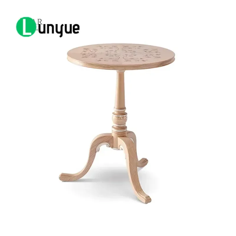 Classic Wooden Round Side Table Elegant Design Exquisite Craftsmanship for Living Room Bedroom Sofa Corner Space Saving Home