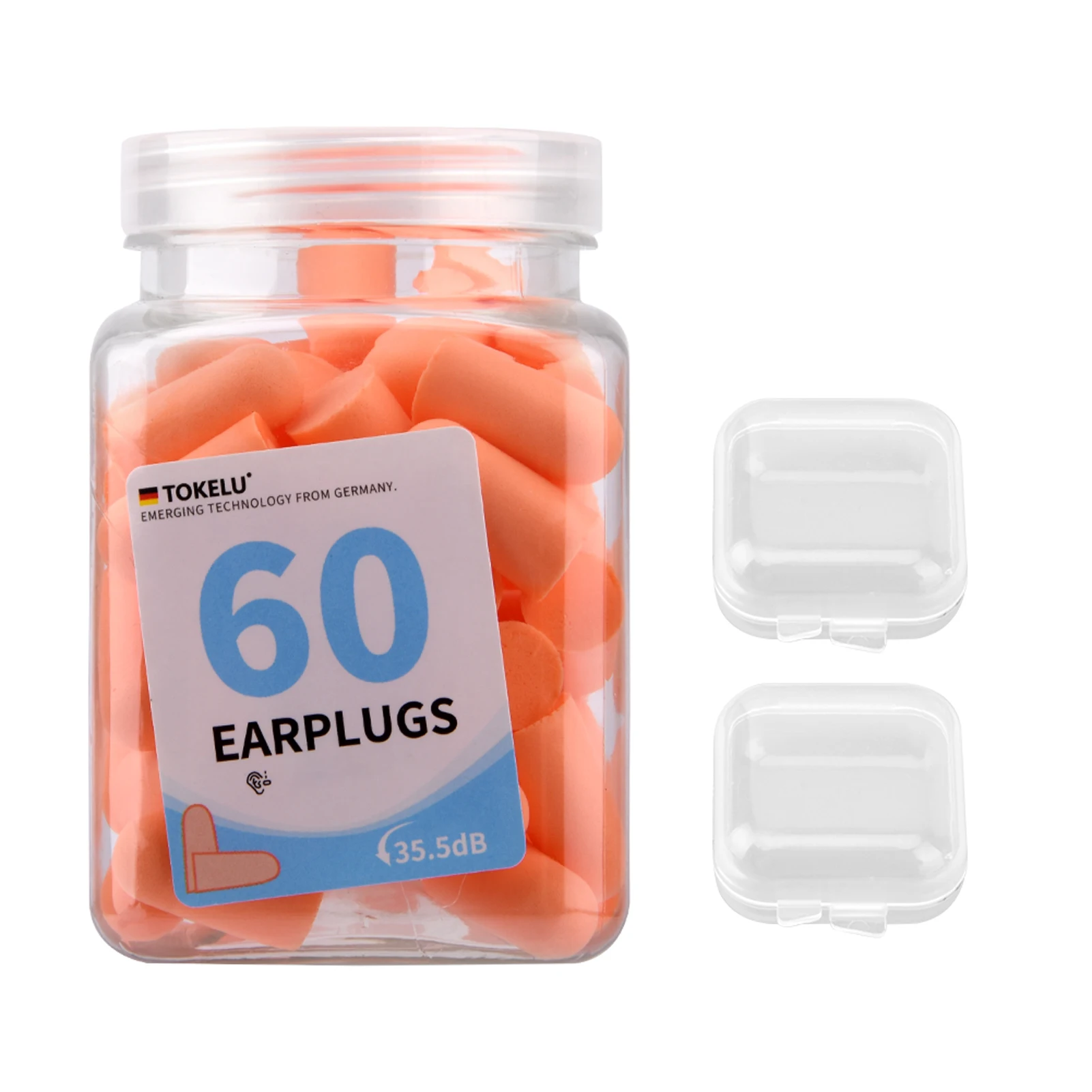 60pcs Portable Hearing Protection Studying With Storage Box Noise Reduction Foam Ear Plug For Sleeping Snoring Travel Reusable