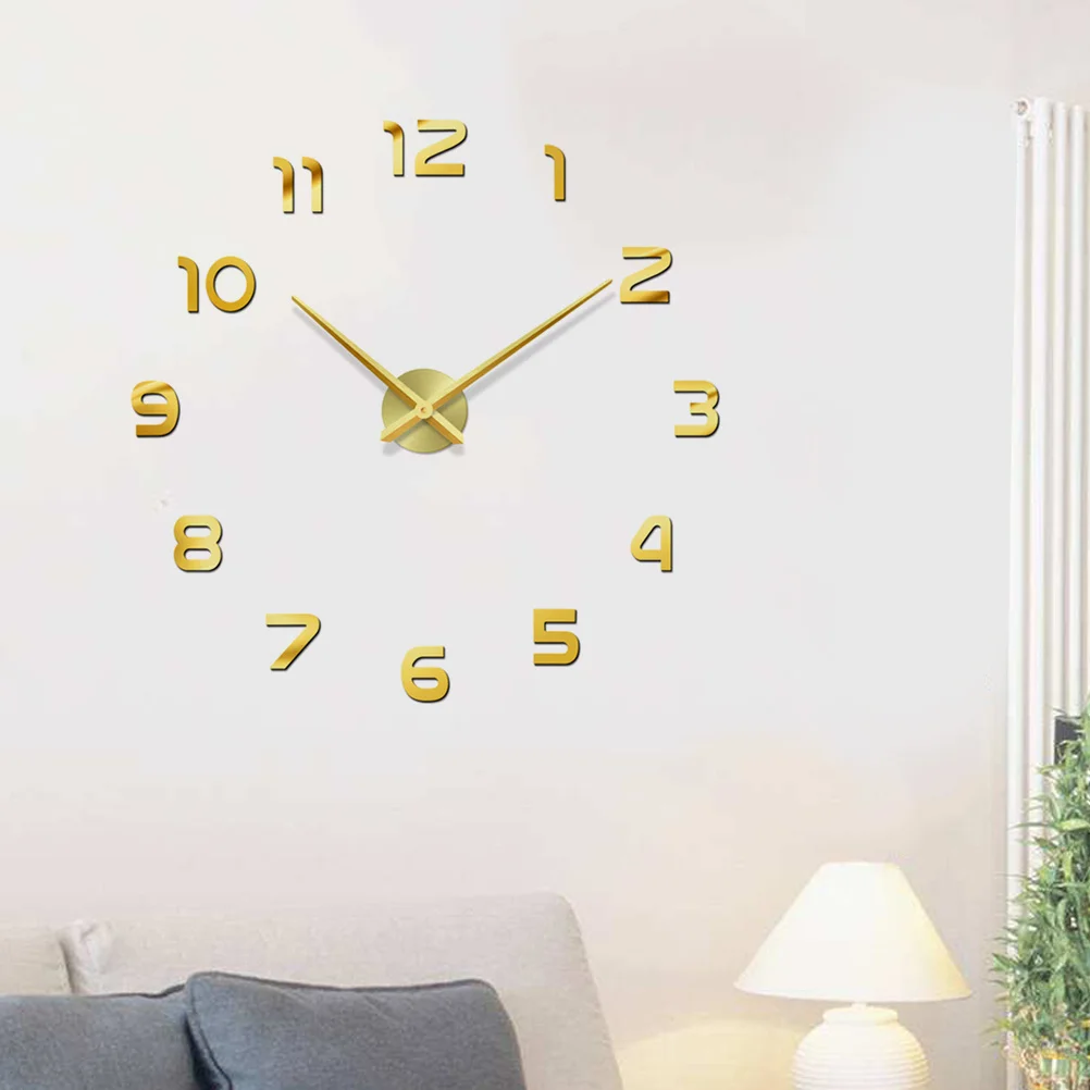 

DIY Wall Clock Large Black Digital Quartz Self-Adhesive Frameless Modern Home Decor for Living Room Bedroom Office Unique Silent