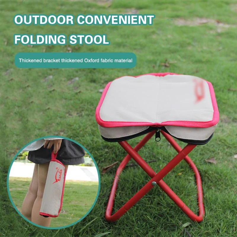 White Portable Chair for Camping Lightweight Outdoor Stool Picnic Comfortable Camp Stool with Storage Bag Easy Carry FoldingCamp