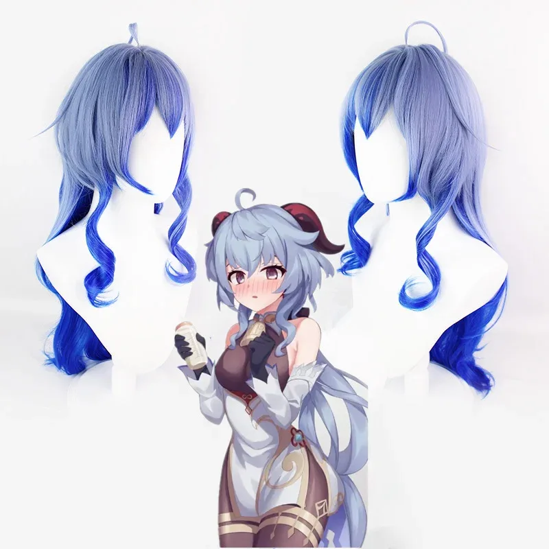 جديد ❤ 2025 لعبة جينشين إمباكت أزياء تنكرية أغطية الرأس للنساء شعر أزرق ملحقات شعر مستعار جانيو ☆ ☆ ☆