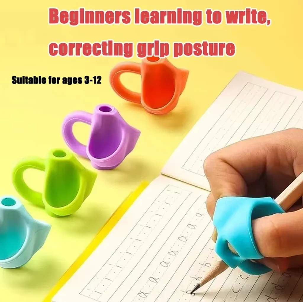 

Детский держатель для карандашей с тремя пальцами, силиконовый держатель для студенческой осанки, правильный обучающий пишущий инструмент, правильное устройство