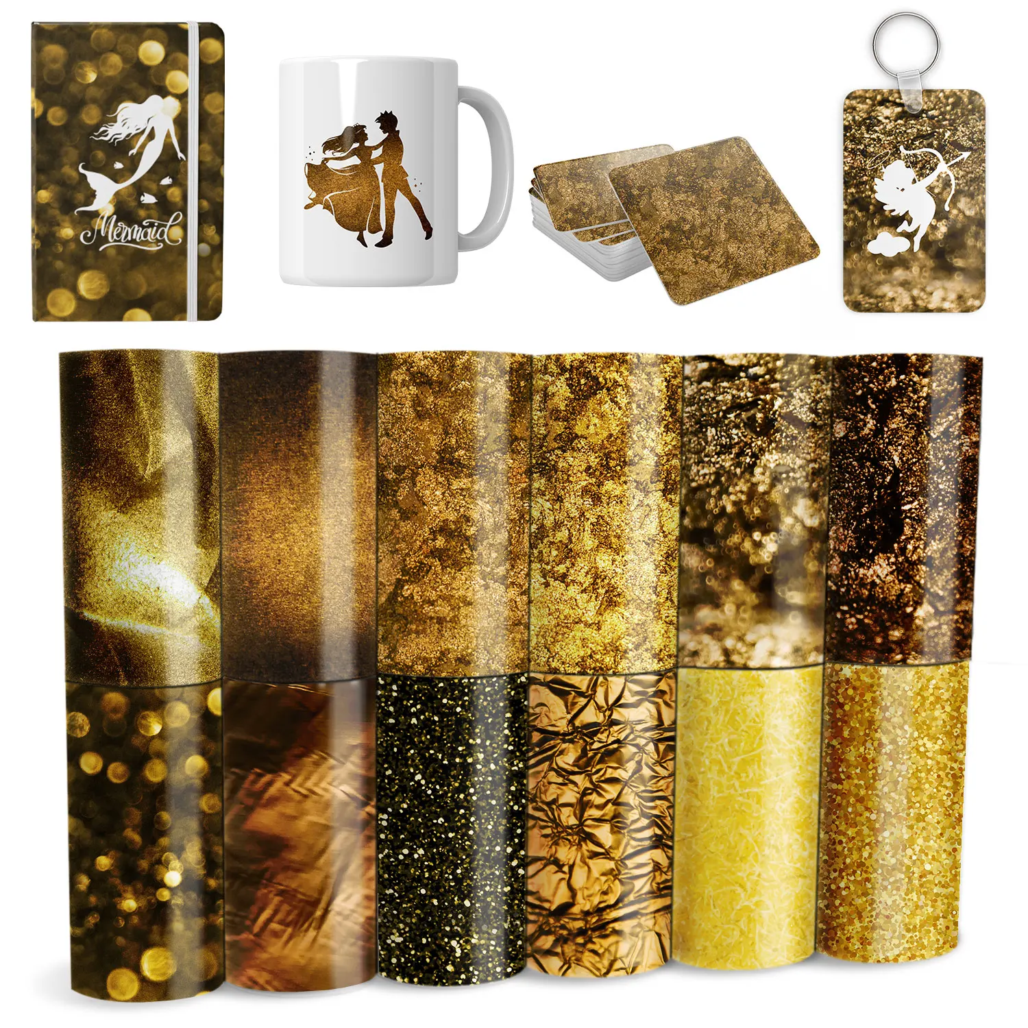 

WOWOCUT Metal Infusible Transfer Ink Sheet 12X12 in Gold Sublimation Transfer Paper Ink transfer paper Mug Press for DIY T-Shirt