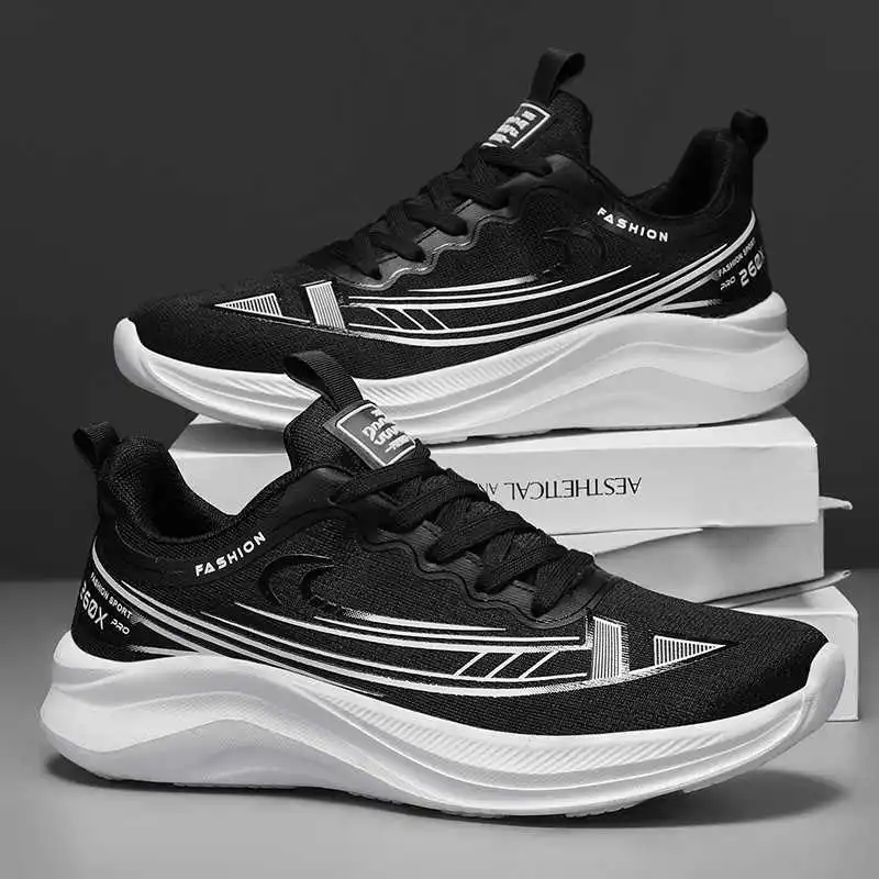 أحذية رياضية رجالية فاخرة على الطرق بمقدمة مستديرة أحذية رياضية رجالية منسوجة أحذية رياضية كاجوال للرجال ممارسة الهاتف المحمول شراء Sapateneis #4