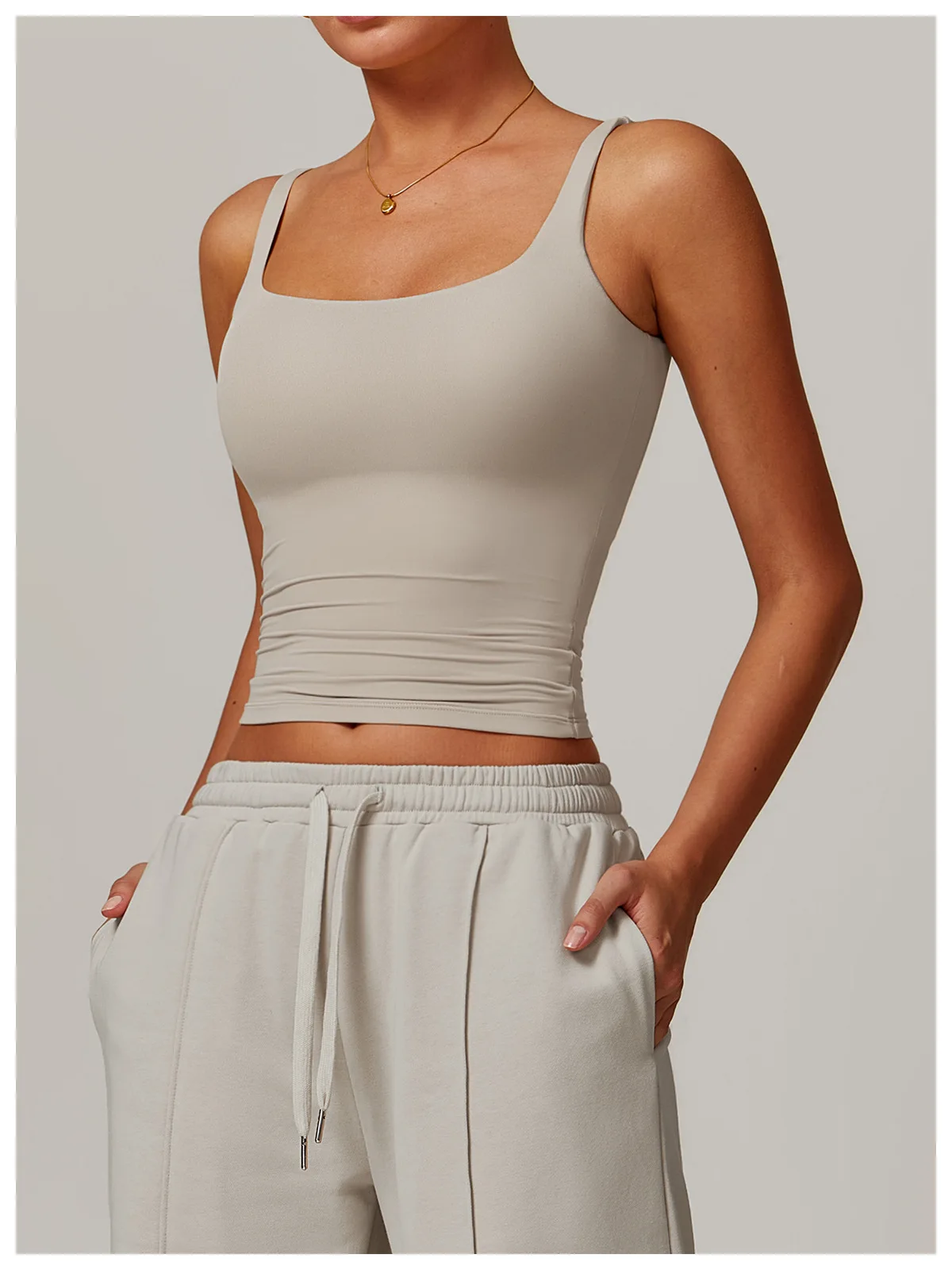 Sommer Damen Workout Yoga Tanktop Schnelltrocknende Sportweste für Frauen Lauf-Tight-Top Damen U-Rücken Fitness Unterwäsche – Detail 27