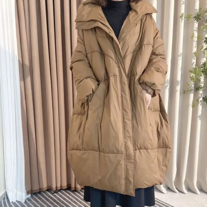 Mode Casual Drie-proof Stijlvol Middellange verdikte capuchon Winter Winddicht Dikker jas Groot formaat donsjack Dames Los