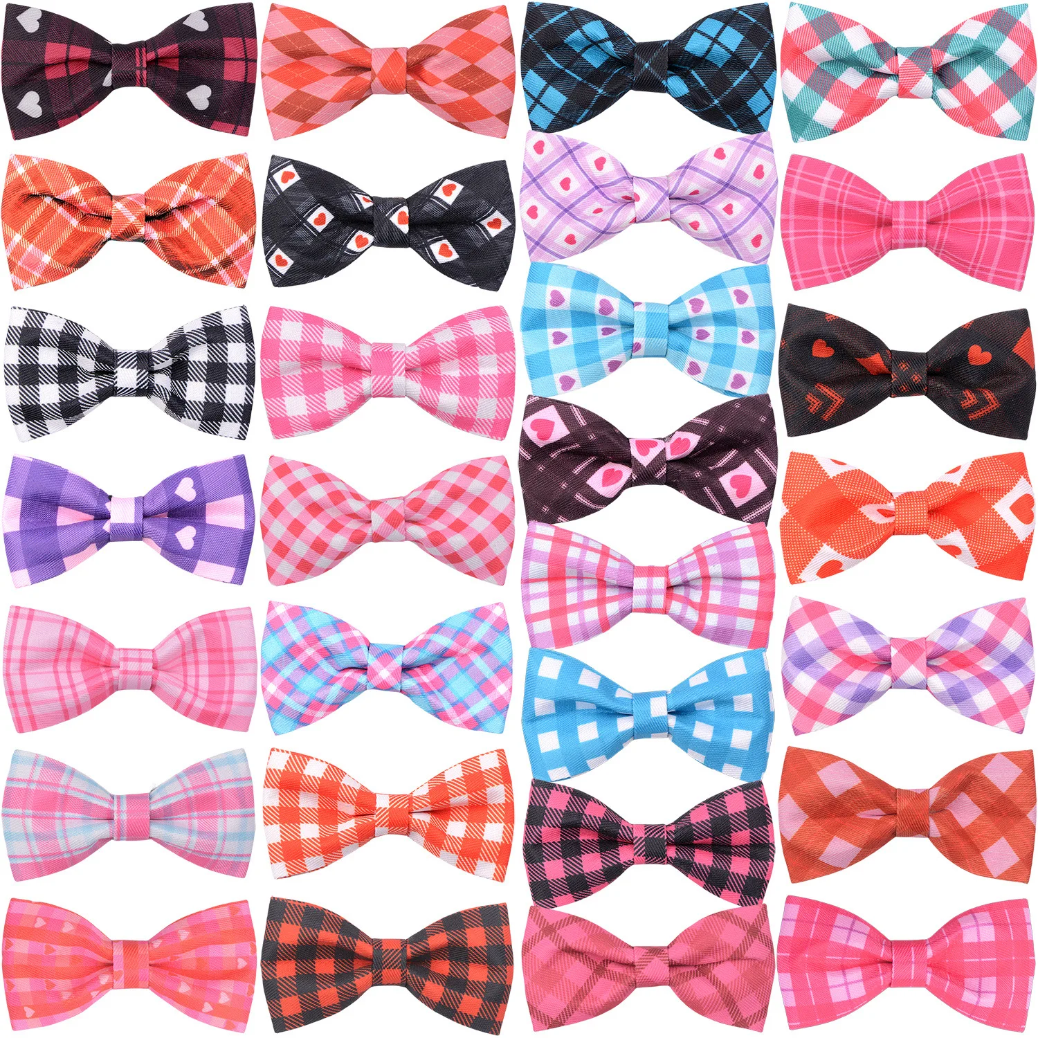 50/100 pcs Plaid Dog Collar Bow Tie Valentine\'s Day Pet Supplies Removable Dog Bow Ties Collar Decoration Love Dog Accessories