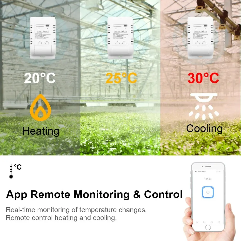 Tuya/Ewelink Smart Temperature Wifi Switch 16A 3000W Intelligent Monitoring Thermostat Compatible with Alexa Google Home