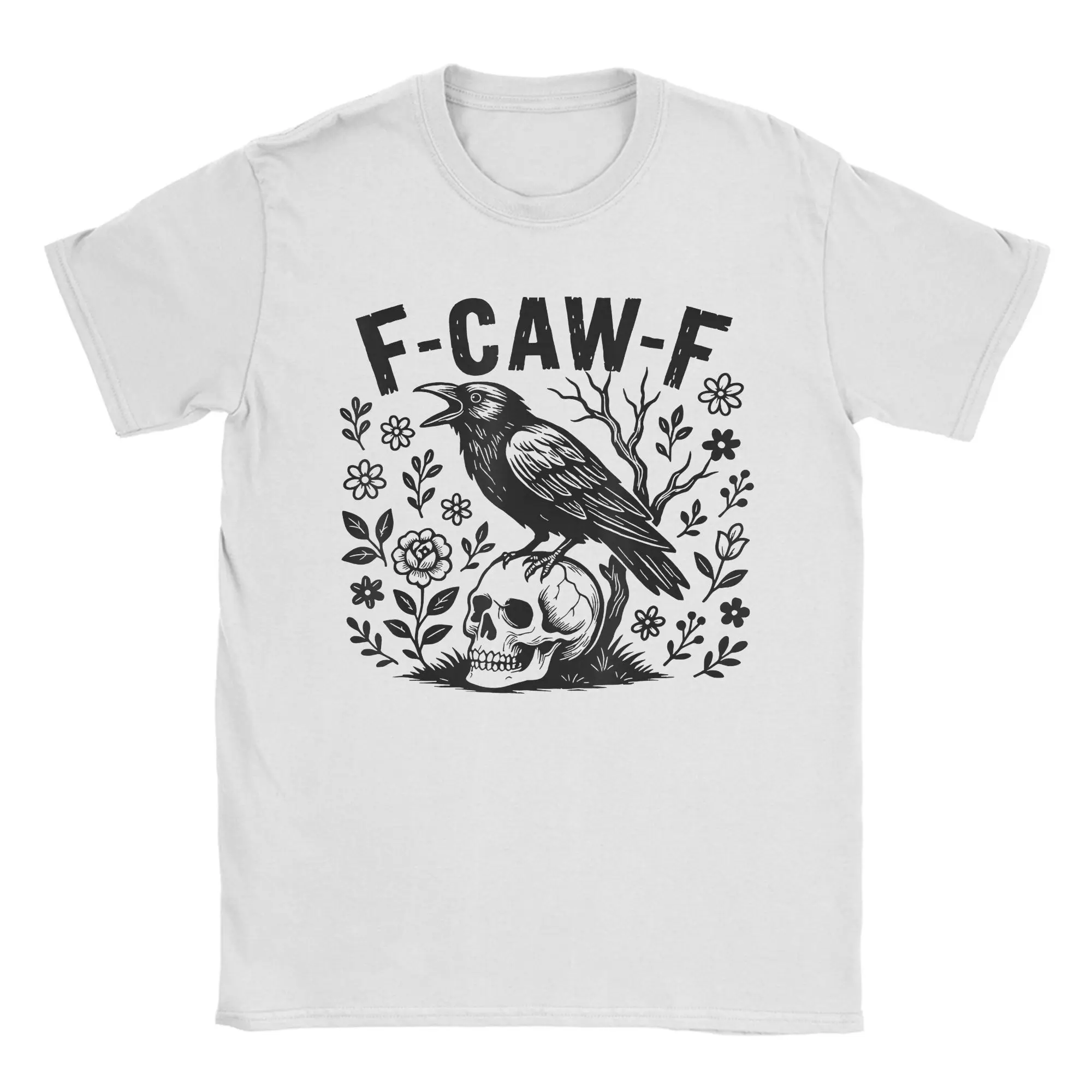 

Vintage F-Caw-F Gothic Crow T Shirts Men Women Cotton Casual T-Shirts Round Neck Tees Short Sleeve Clothing Summer