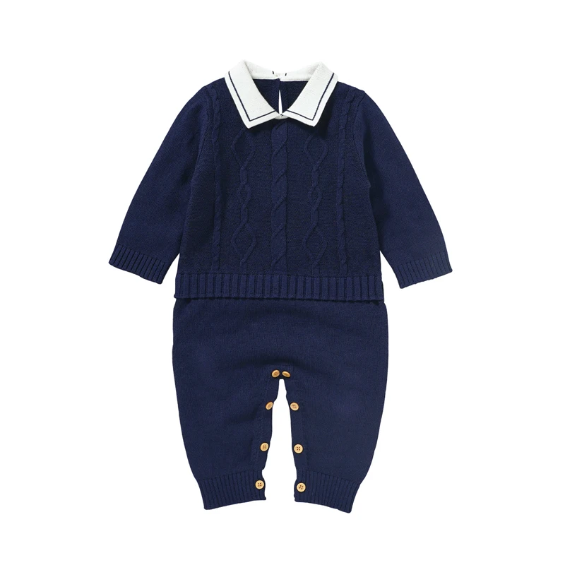 

Newborn Baby Rompers Clothes 0-18m Infant Boy Turtle Neck Long Sleeve Knitted Jumpsuits Playsuits Autumn Winter Children Overall