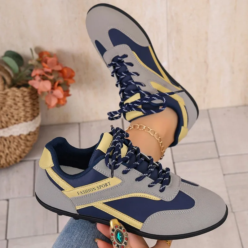 Women's Vintage Color Blocking Comfortable Sneakers 2026 New Spring and Autumn Women Fashionable Shallow Mouth Vulcanized Shoes