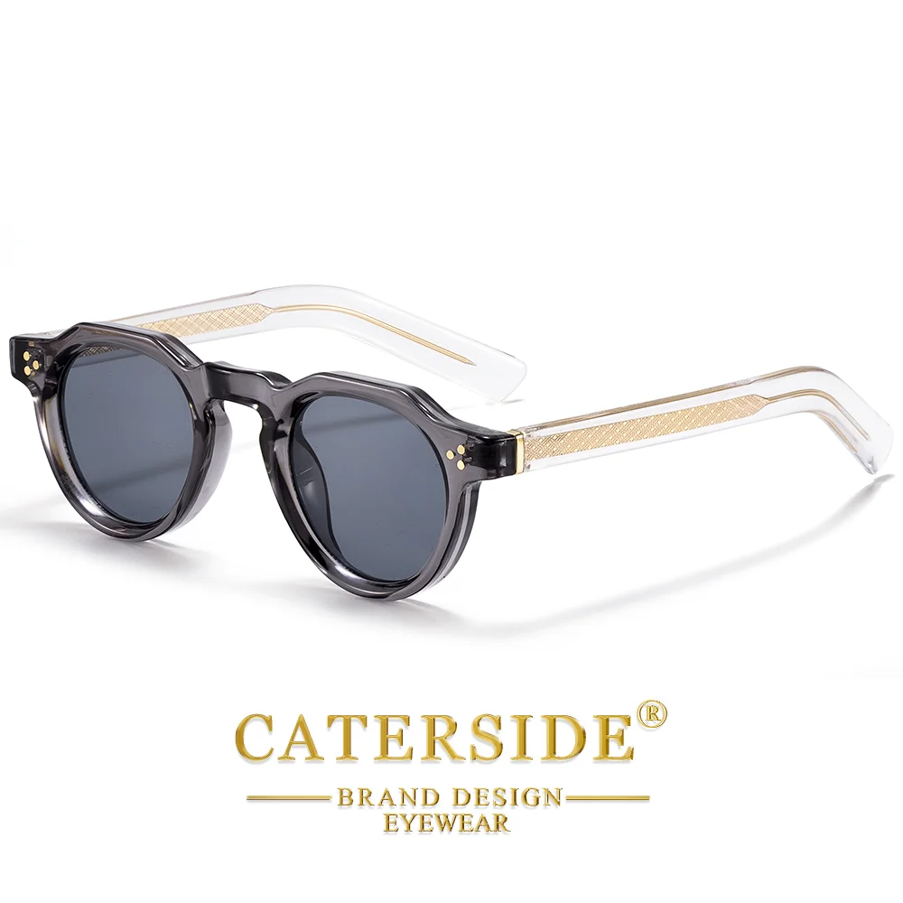 CATERSIDE Modische Runde Sonnenbrille für Damen und Herren, UV400-Schutz, kleiner Rahmen, Retro-Outdoor-Sonnenbrille zum Autofahren und Wandern – Detail 9