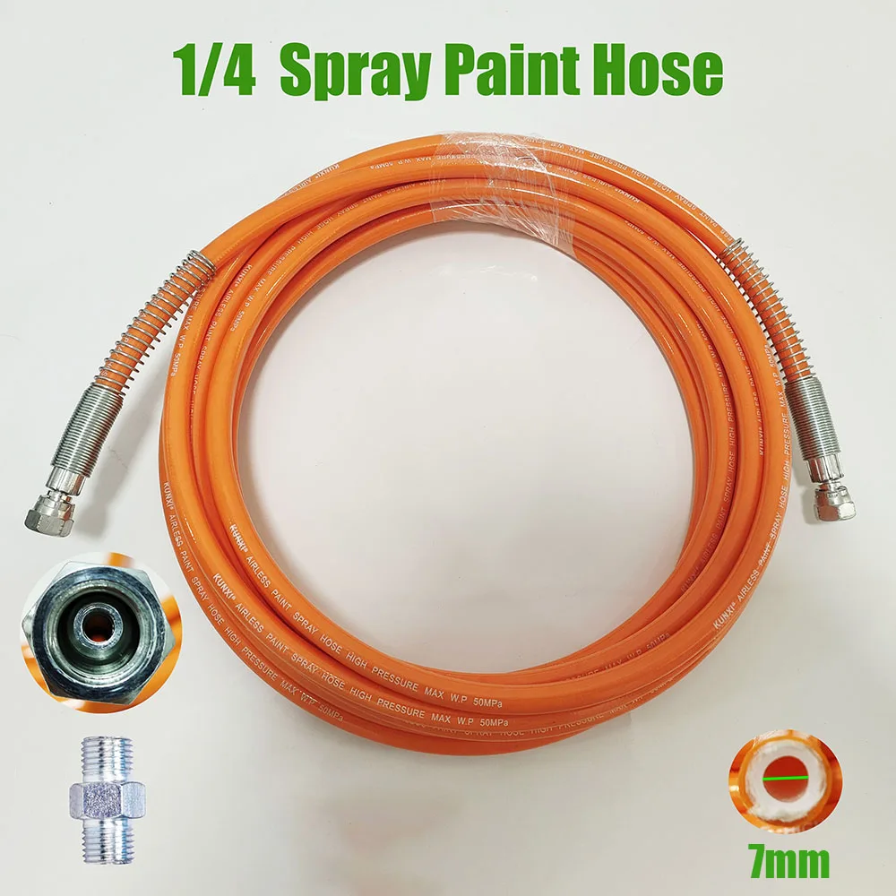 1/4 Orange Double-layer Fiber Explosion-proof Leak Free Hose, Latex Paint Pipeline Spray Paint Machine Universal Super Flexible