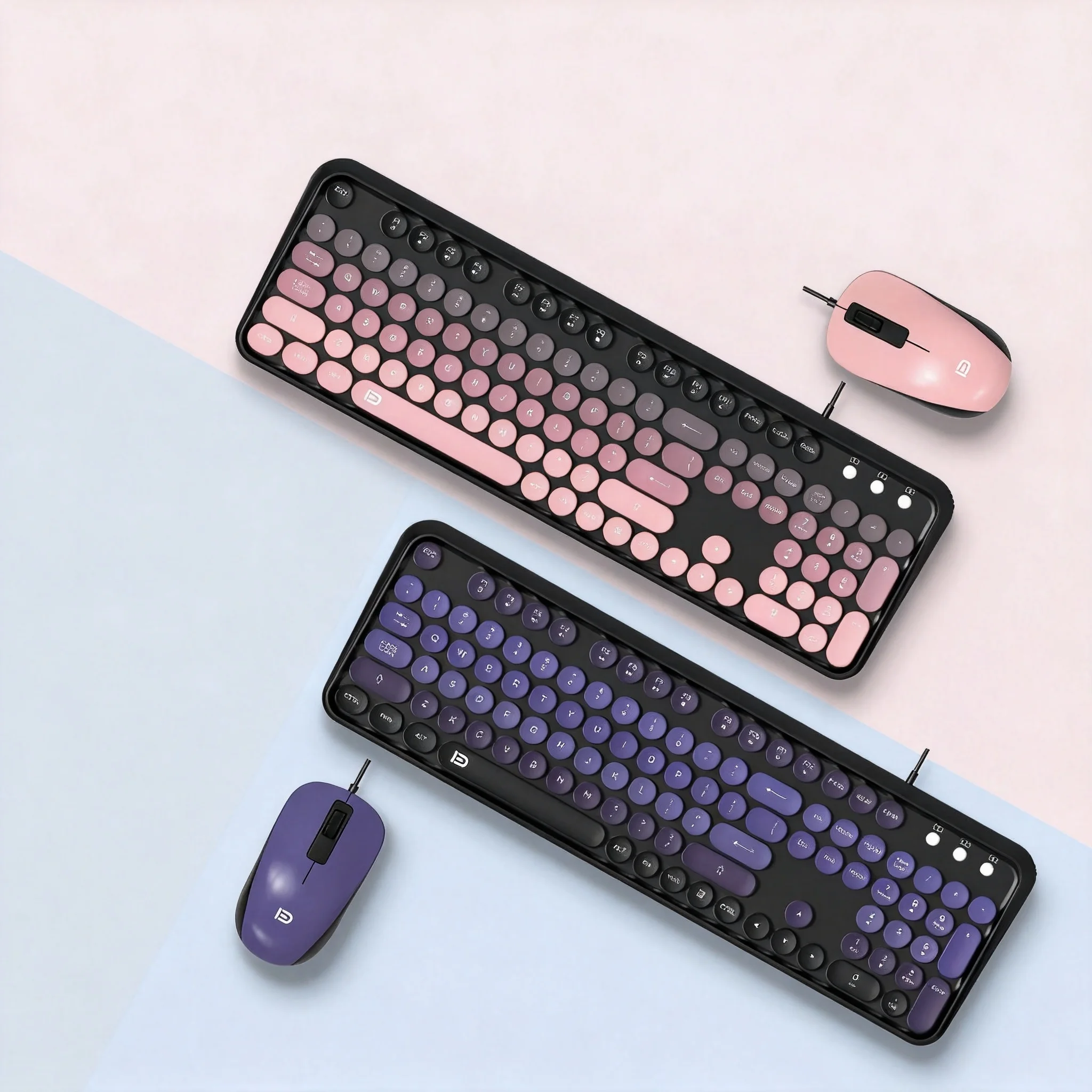 Desk Setup Productivity - Aesthetic Typewriter Keyboard Mouse Set Cute