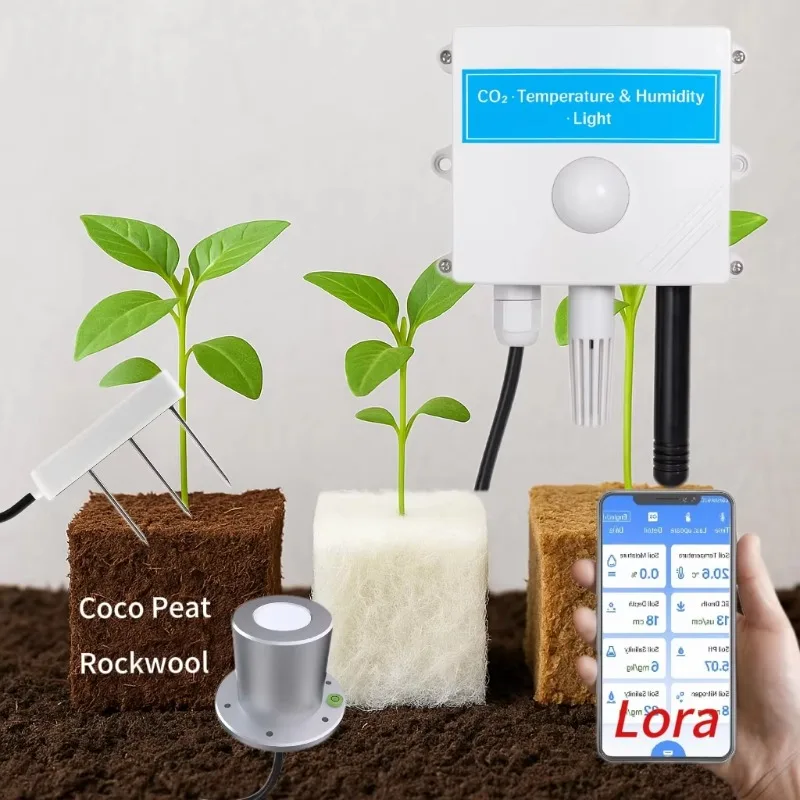 

[Hot Sale] High Precision LoRa Greenhouse Substrate Environmental ing Solution With PAR Sensor And EC Temperature Humidit