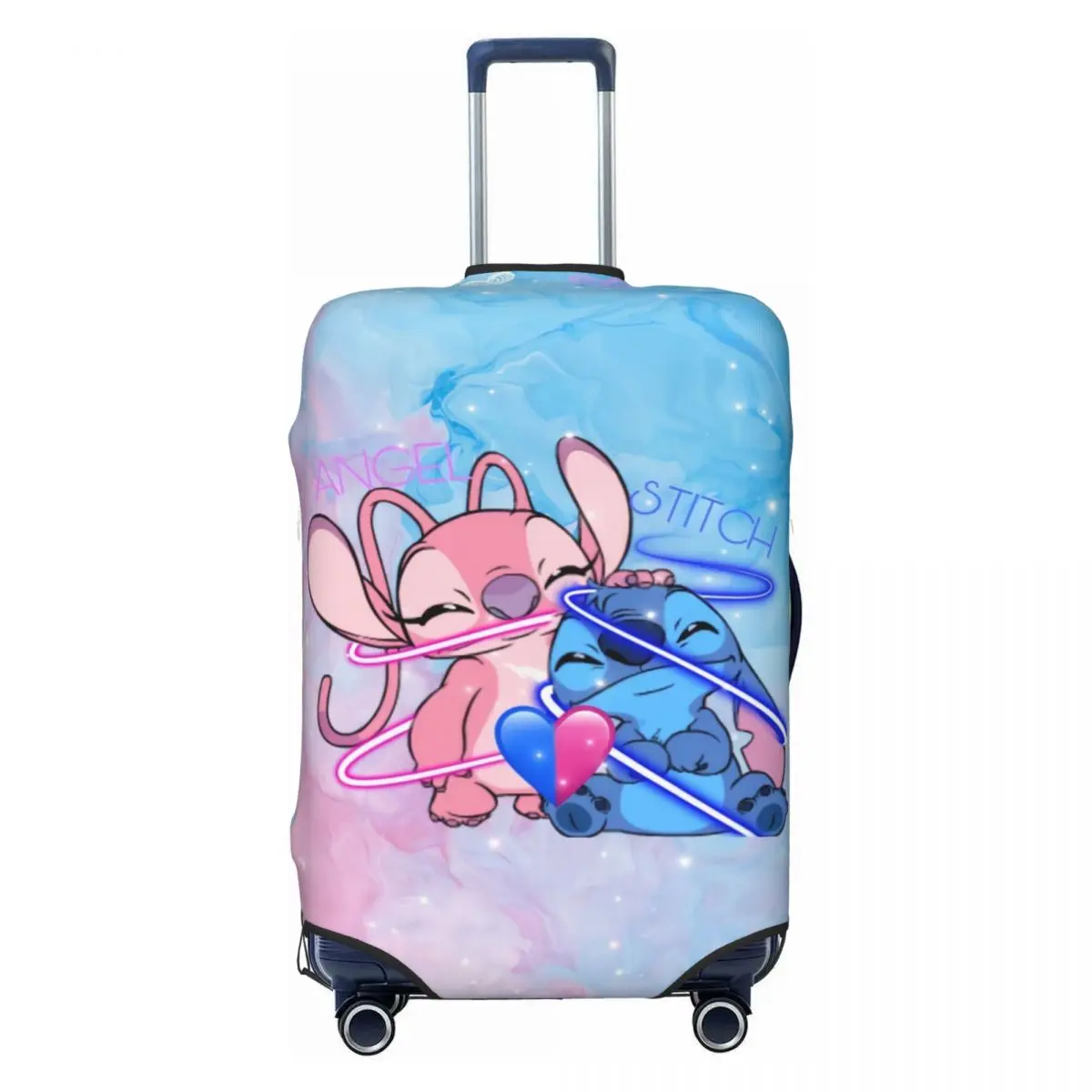 

Funny Cute Stitch Angel Monster Luggage Cover Protector Washable Cartoon Travel Suitcase Covers