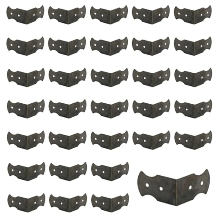 

32pcs Antique Corner Protectors Decorative Bronze Corner Bumpers Right Angle Brackets Retro Edge Cover for Furniture Table Deco