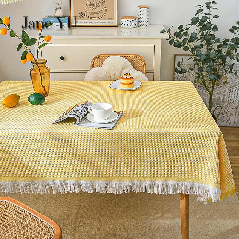 

JaneYU Tablecloth Rectangular Tea Table Tablecloth Round Table Luxury High Sense Bedroom Cover Fabric