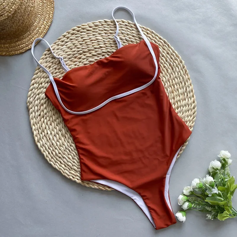Sexy Patchwork One Piece Swimsuit Push Up Swimming Suit Panelled Bodysuit Summer Bathing Suit For Beachwear Female Bikini Set