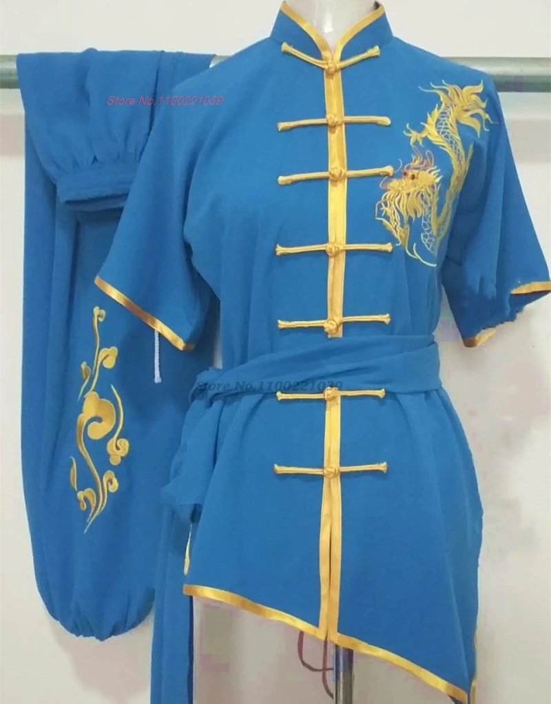 2024 chinese traditional tai chi wushu kung fu martial arts set vintage dragon embroidery kung fu shaolin training exercise suit