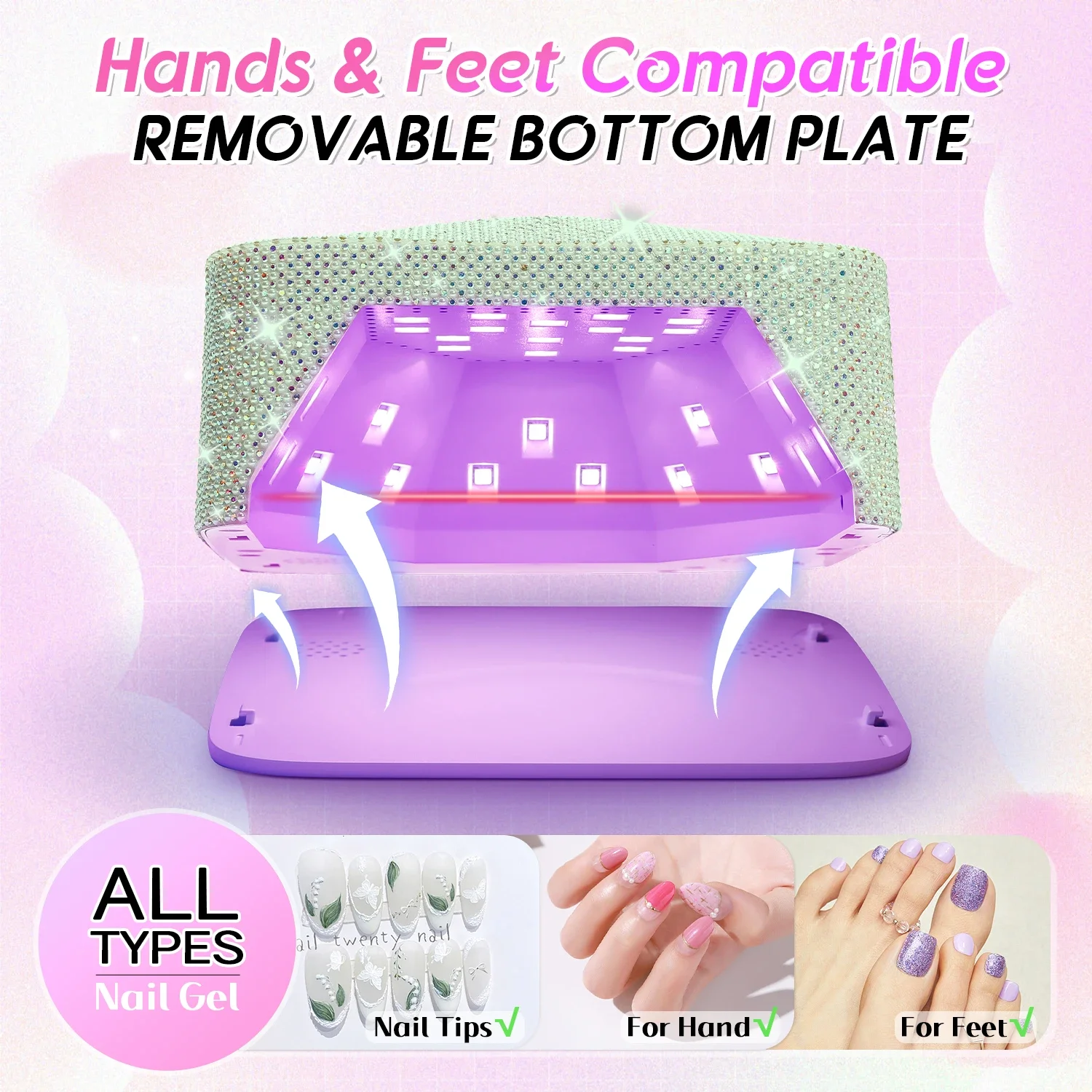 Professional ชาร์จ 72W 30LEDs UV LED แบบพกพาไร้สาย UV LED เล็บโคมไฟ 5 การตั้งค่าจับเวลาและ Smart Sensor เครื่องเป่าเล็บ