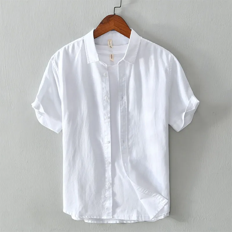 

Casual Linen irt Men's ort Sve Slim Fit Summer Thin Collar Youth Cotton Linen Material Leisure White irt Breathable