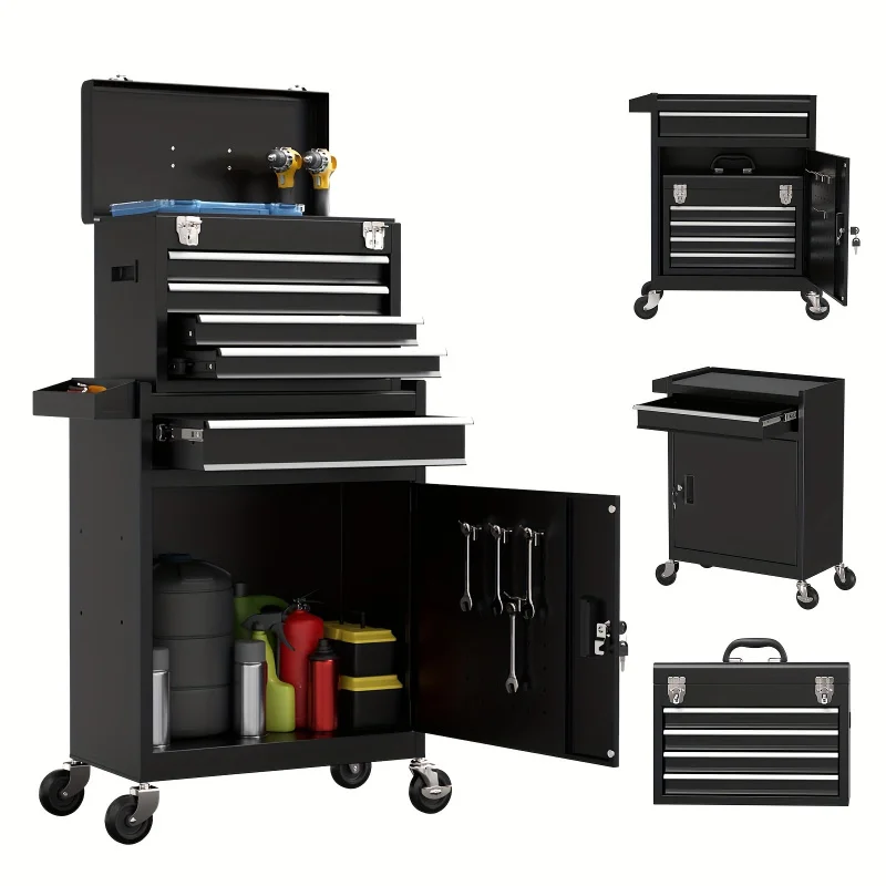 Drawer Rolling Tool Chest, Tool Box with Wheels & Large Capacity Metal Tool Storage Cabinet, Tool Chest with 4 Wheels